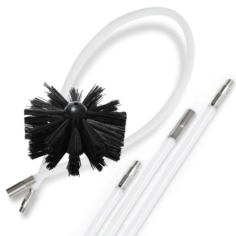 400mm Long Rotary Chimney Brush: Flexible Rod for Fireplace Inner Wall & Roof Cleaning