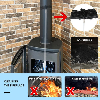 OupO600mmLongRotaryChimneyBrushLongHandleFlexibleRodForChimneyDryerPipeFireplaceInner