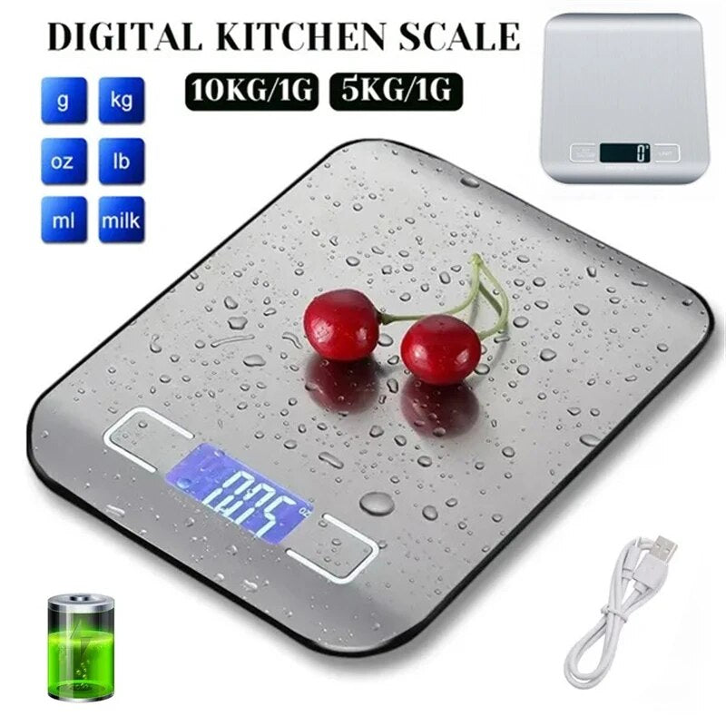 Portable Digital Kitchen Scale with Timer: High-Precision LED Display for Household Weight Measurement