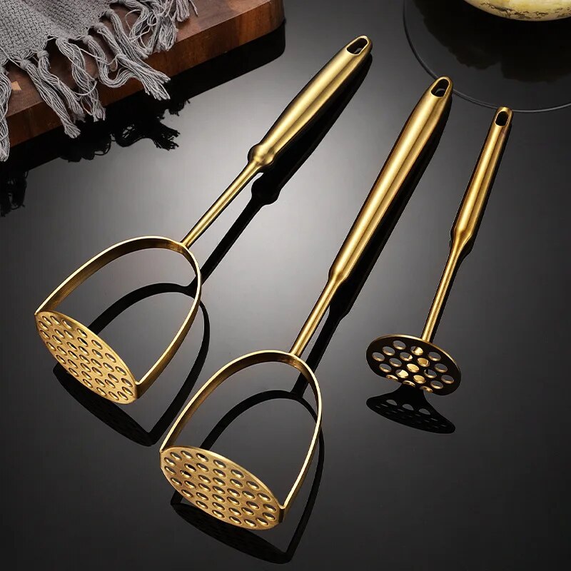 Stainless Steel Potato Masher & Garlic Presser: Kitchen Gadgets