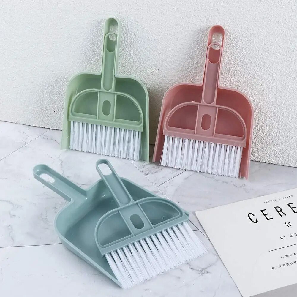 Mini Nordic Color Desktop Broom Set: Small Brush & Dustpan for Household Cleaning