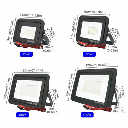 DC12V LED Flood Light: 20W-100W Outdoor Spotlight, Waterproof IP66, Portable 12 Volt LED Lights