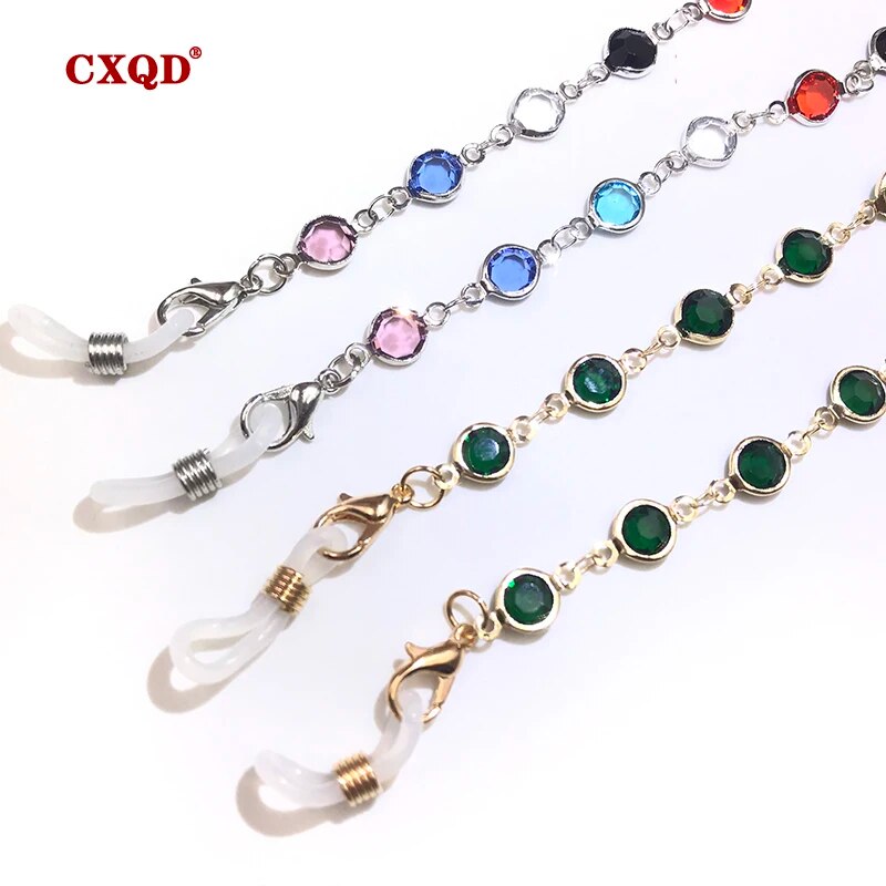 PUtcColorfulCrystalBeadEyeglassHolderFashionGlassesChainForWomenEyeAccessoriesEyewearSt