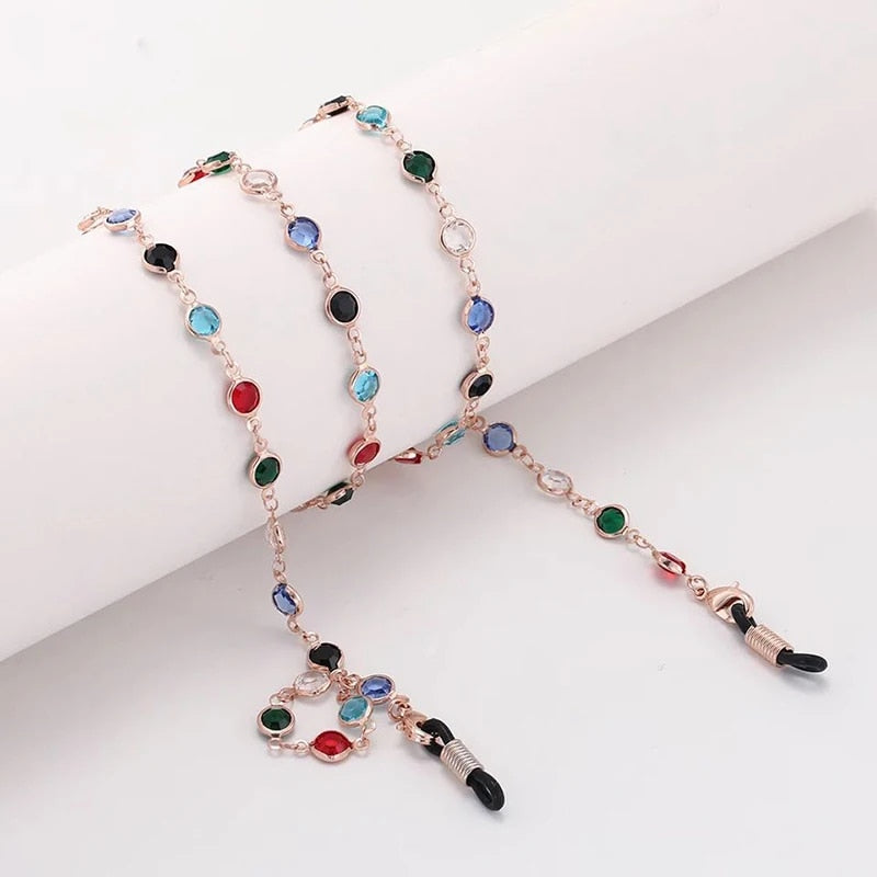 OpHYColorfulCrystalBeadEyeglassHolderFashionGlassesChainForWomenEyeAccessoriesEyewearSt