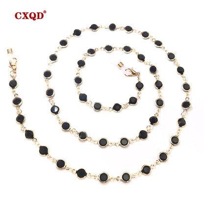 HaxaColorfulCrystalBeadEyeglassHolderFashionGlassesChainForWomenEyeAccessoriesEyewearSt