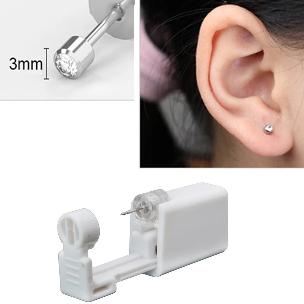 aT1R124PcsDisposableSterileEarPiercingUnitCartilageTragusHelixPiercingGunNoPainPierce