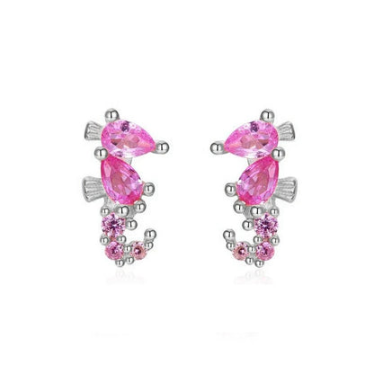 zkZEKEYOUNUOGoldFilledStudEarringsSetForWomenEarCuffsColorfulZirconDangleHoopEarrings
