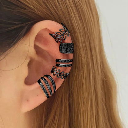 QsnnGoldSilverColorLeavesClipEarringsforWomenCreativeSimpleCButterflyEarCuffNonPierci