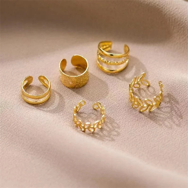 koZTGoldSilverColorLeavesClipEarringsforWomenCreativeSimpleCButterflyEarCuffNonPierci