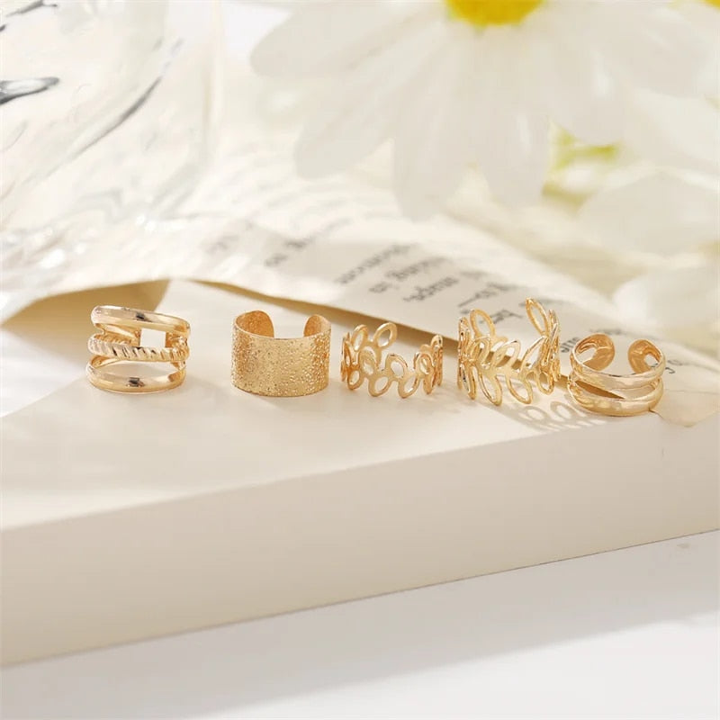 PbAGGoldSilverColorLeavesClipEarringsforWomenCreativeSimpleCButterflyEarCuffNonPierci