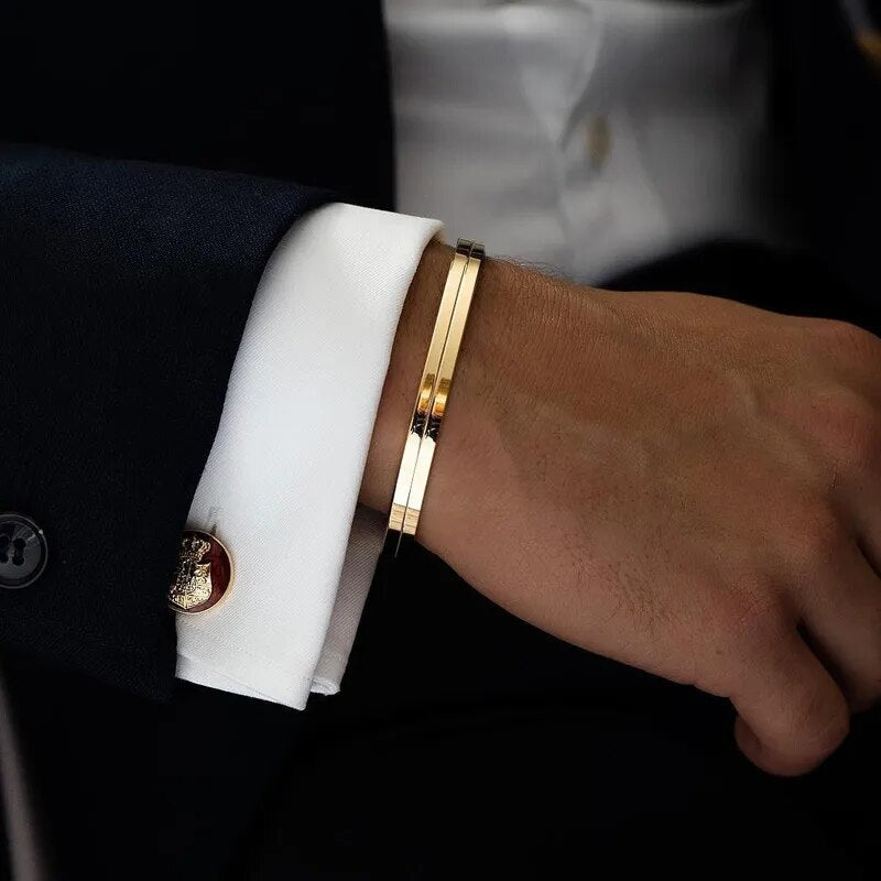 Stainless Steel Men's Thin Cuff Bracelet: Stylish Boyfriend Gift, Father's Day Present