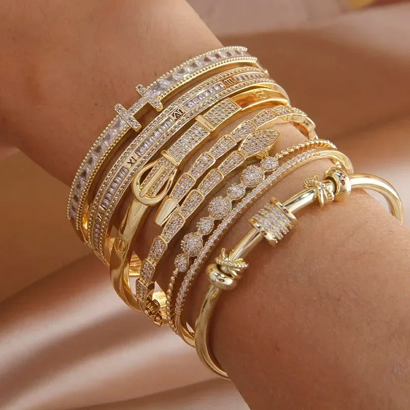 Jff5ClassicLuxuryShinyZirconLetterCharmBraceletforWomenFashionBrandJewelryWeddingParty