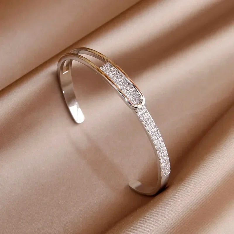 7qlwClassicLuxuryShinyZirconLetterCharmBraceletforWomenFashionBrandJewelryWeddingParty