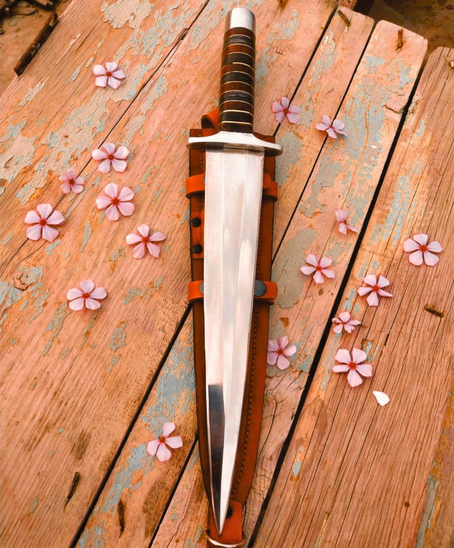 Custom Handmade Dagger Knife Carbon Steel Dagger Italian Leather Handle Survival (4).jpg