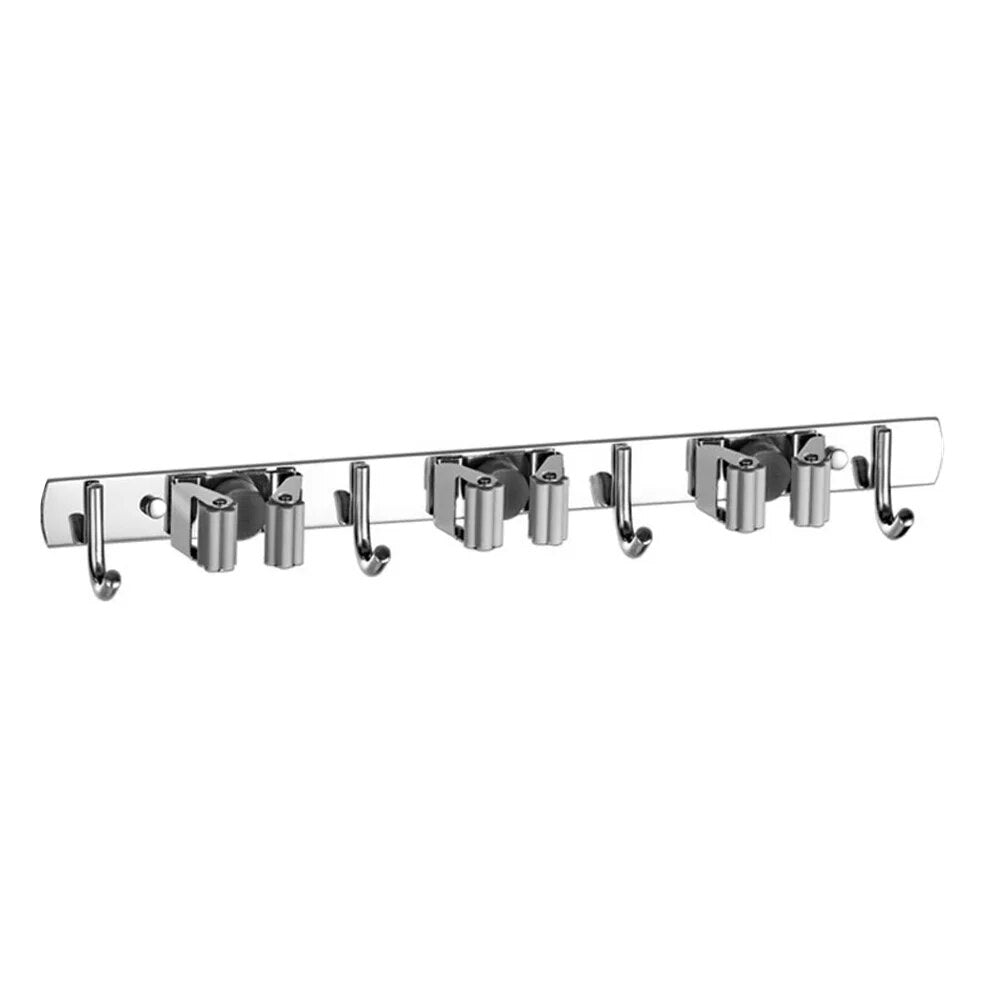 VciWBroomHookHolderWallMountMopOrganizerHolderStainlessSteelStorageHookKitchenBathroom