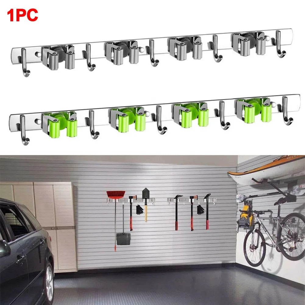 dORvBroomHookHolderWallMountMopOrganizerHolderStainlessSteelStorageHookKitchenBathroom