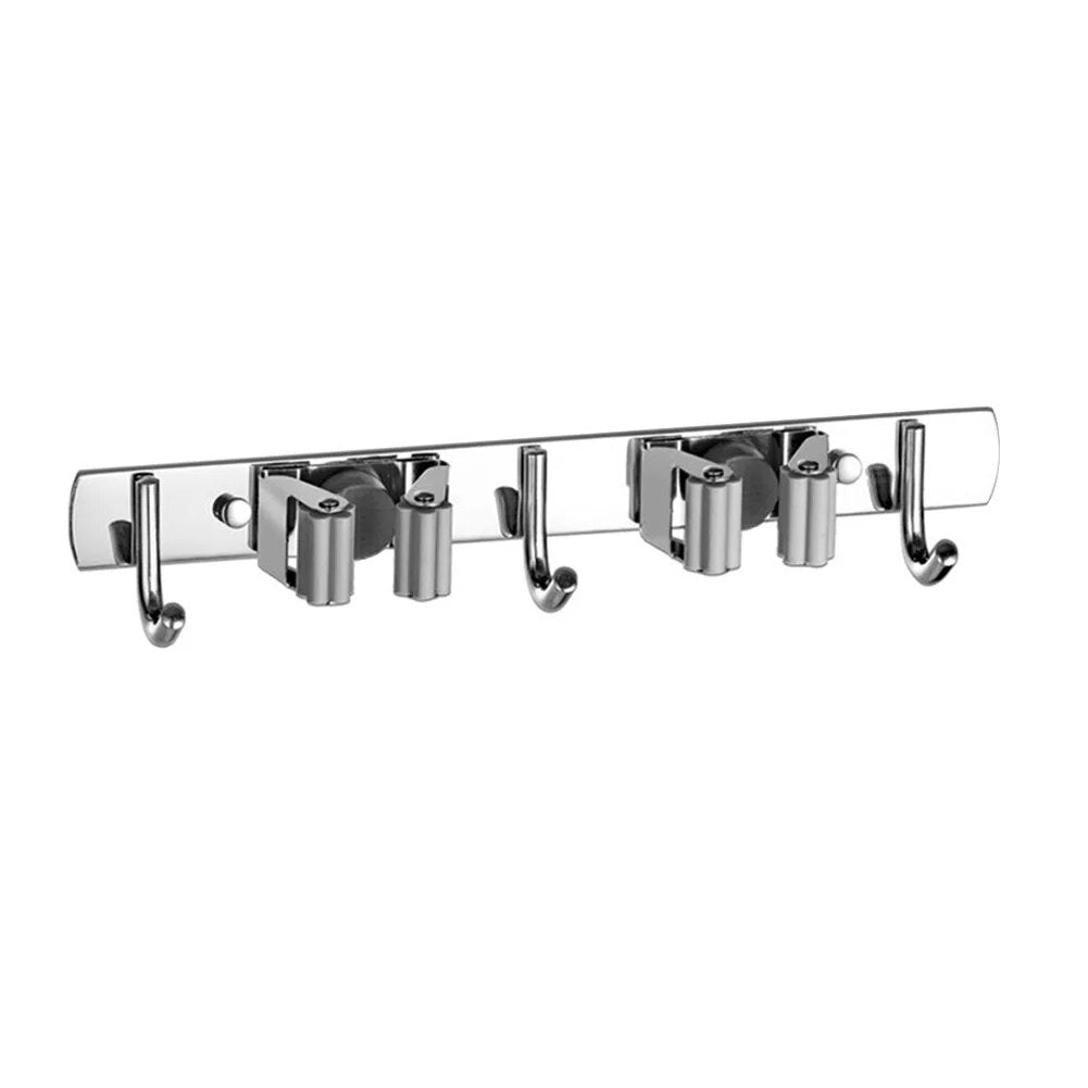 d9FHBroomHookHolderWallMountMopOrganizerHolderStainlessSteelStorageHookKitchenBathroom