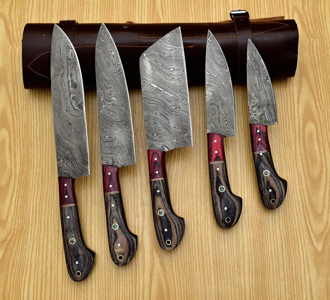 Premium Damascus Chef Knife Set of 5 Piece