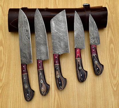 Premium Damascus Chef Knife Set of 5 Piece