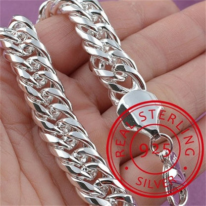 925 Sterling Silver Solid Chain Bracelet for Men and Women - Elegant Wedding, Party, and Fashion Jewelry Gift