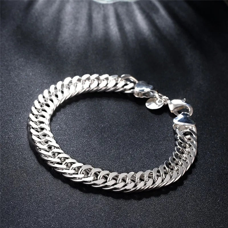 unpDFine925SterlingSilverNobleNiceChainSolidBraceletforWomenMenCharmsPartyGiftWedding
