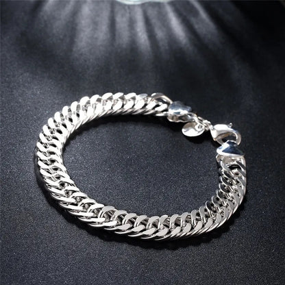 unpDFine925SterlingSilverNobleNiceChainSolidBraceletforWomenMenCharmsPartyGiftWedding
