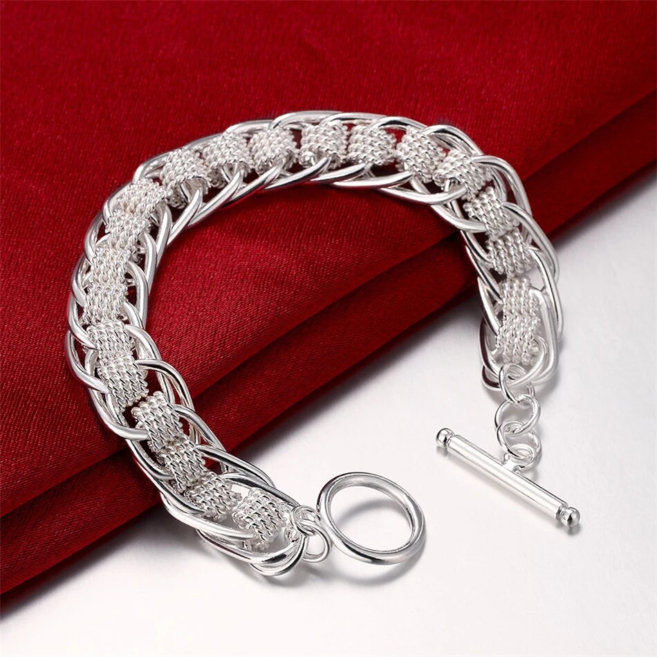 bV1hFine925SterlingSilverNobleNiceChainSolidBraceletforWomenMenCharmsPartyGiftWedding