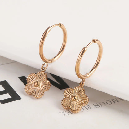 E29EY2KNewDesignMetalPlumLaserFiveLeafFlowerPlantBraceletStainlessSteelWaterproofHigh
