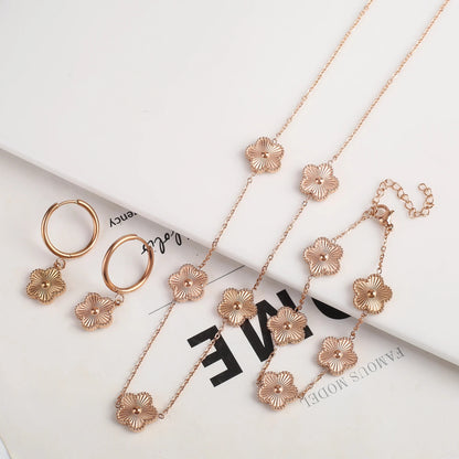 4GrXY2KNewDesignMetalPlumLaserFiveLeafFlowerPlantBraceletStainlessSteelWaterproofHigh