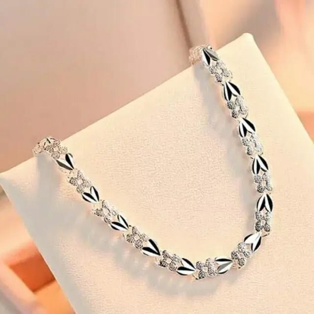 GjFn925sterlingSilverBraceletsHeartLeafforWomenWeddingLadyNoblePrettyJewelryFashionNic