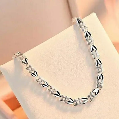 GjFn925sterlingSilverBraceletsHeartLeafforWomenWeddingLadyNoblePrettyJewelryFashionNic
