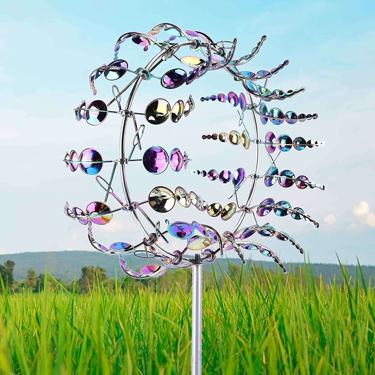 1pc Magical Kinetic Metal Windmill Spinner Unique Wind Powered Catchers Creative Patio Garden Lawn Outdoor