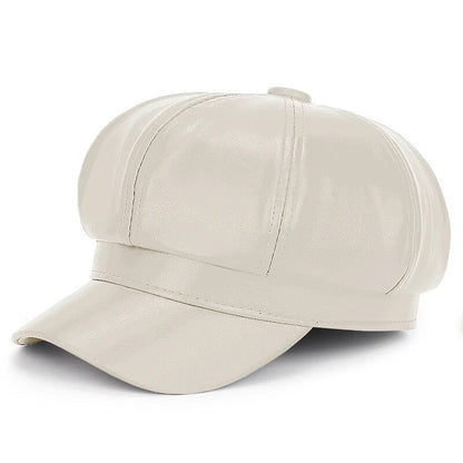 LzdxNewWomenPULeatherBeretsCapHatBlackRedOutdoorAdjustableFemaleAutumnWinterCasualLad