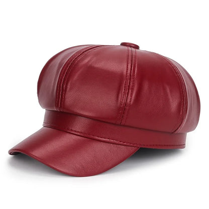 9y7tNewWomenPULeatherBeretsCapHatBlackRedOutdoorAdjustableFemaleAutumnWinterCasualLad
