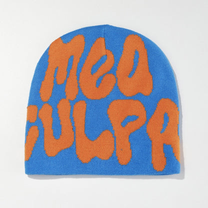 jl0P2023NewKnittingBeaniesHatMenWomenParagraphQualityCapMeaCulpaY2kWarmFashionHundred