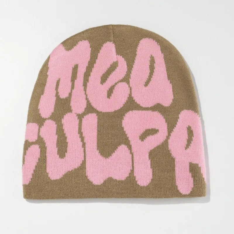 SPLv2023NewKnittingBeaniesHatMenWomenParagraphQualityCapMeaCulpaY2kWarmFashionHundred