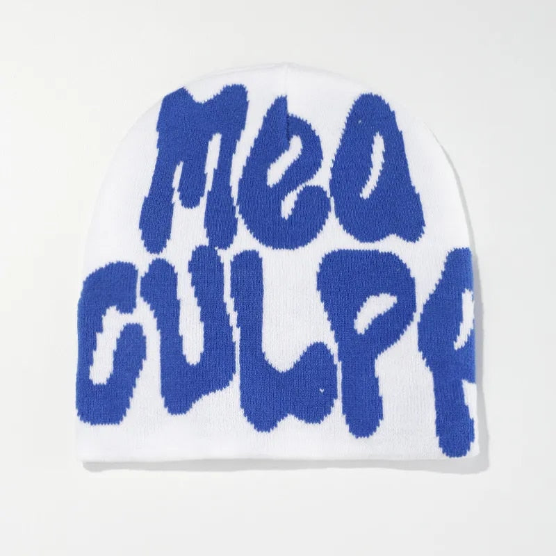b25B2023NewKnittingBeaniesHatMenWomenParagraphQualityCapMeaCulpaY2kWarmFashionHundred