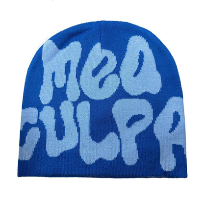 2TqJ2023NewKnittingBeaniesHatMenWomenParagraphQualityCapMeaCulpaY2kWarmFashionHundred