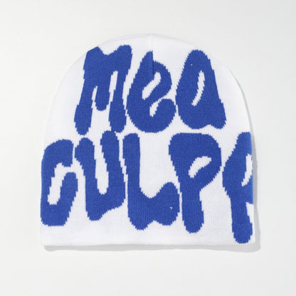 28fu2023NewKnittingBeaniesHatMenWomenParagraphQualityCapMeaCulpaY2kWarmFashionHundred