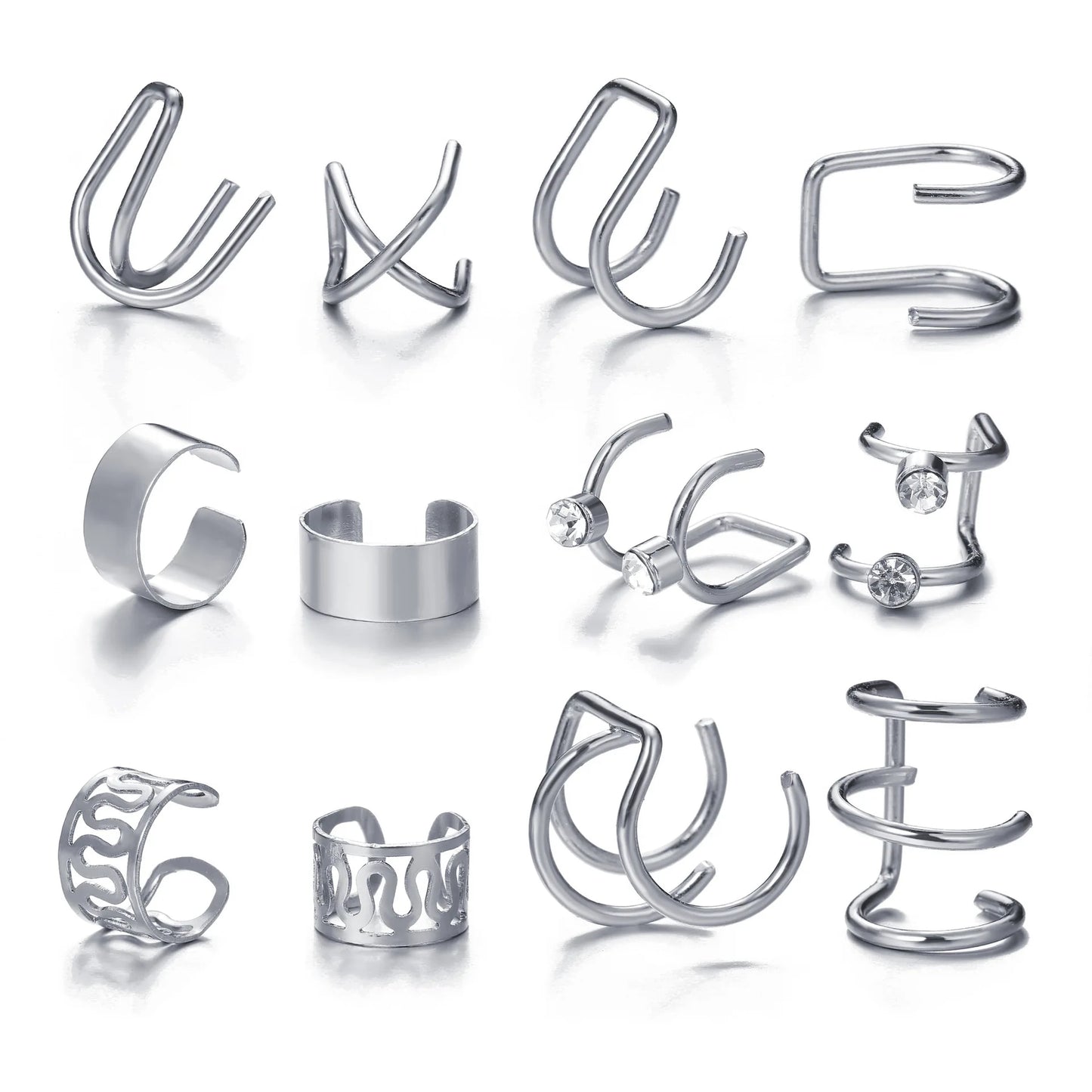73vkLATSSilverColorLeavesClipEarringsforWomenMenCreativeSimpleCEarCuffNonPiercingjpg