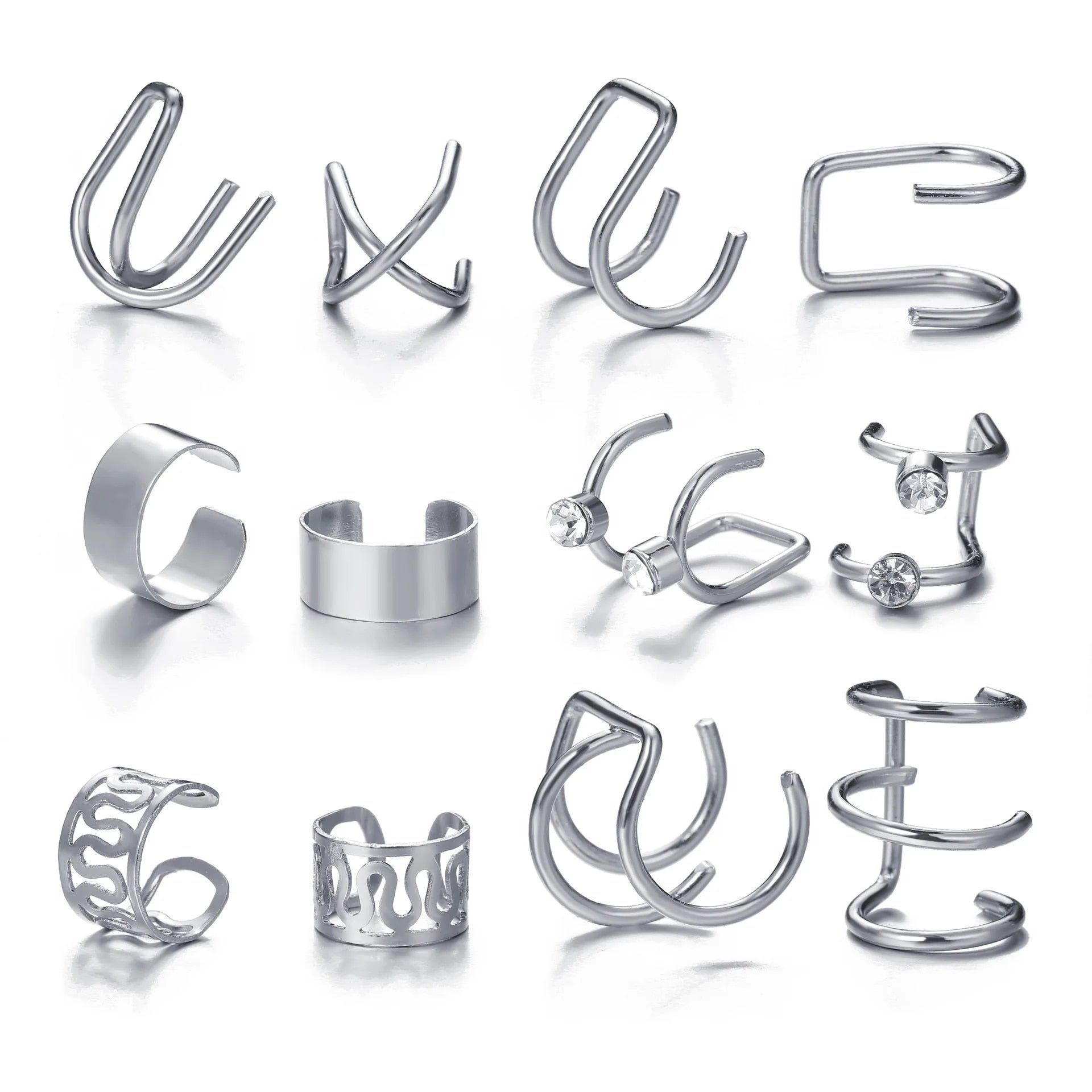 73vkLATSSilverColorLeavesClipEarringsforWomenMenCreativeSimpleCEarCuffNonPiercingjpg