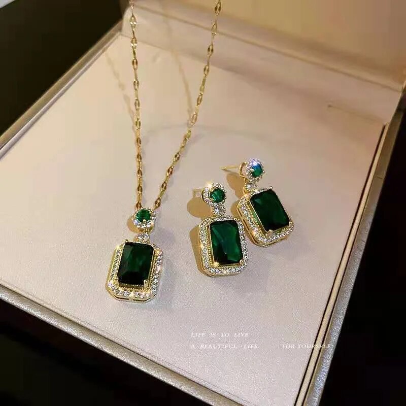rzvH3pieceSetLuxuryFashionEmeraldPerfumeBottleNecklaceEarringsRingBanquetWeddingJewelry
