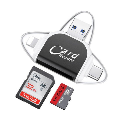 Multi-Port 4 in 1 Universal SD TF Card Reader Black
