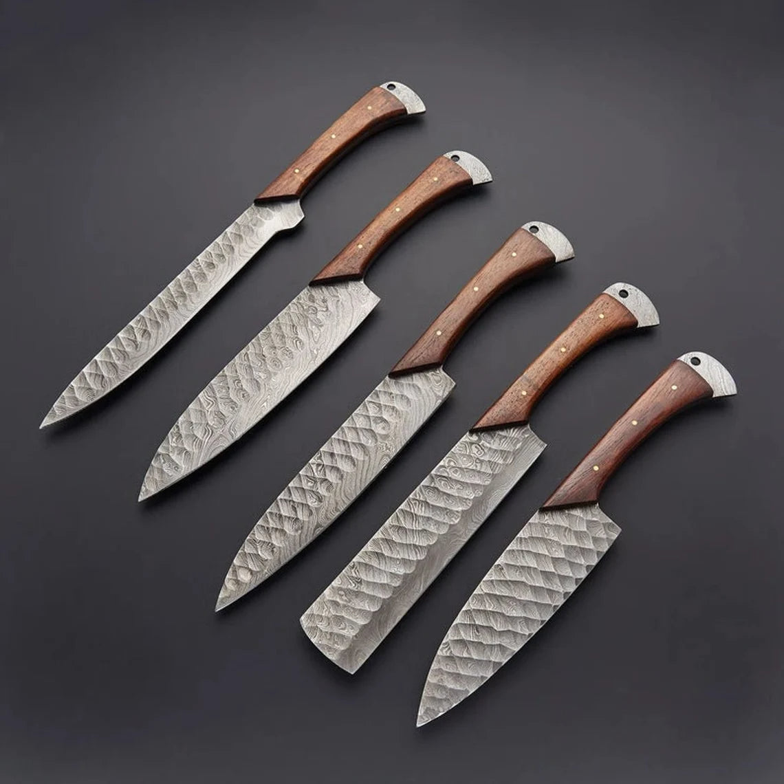 Artisan Handmade Damascus Chef Knife Set of 5 Essential Blades