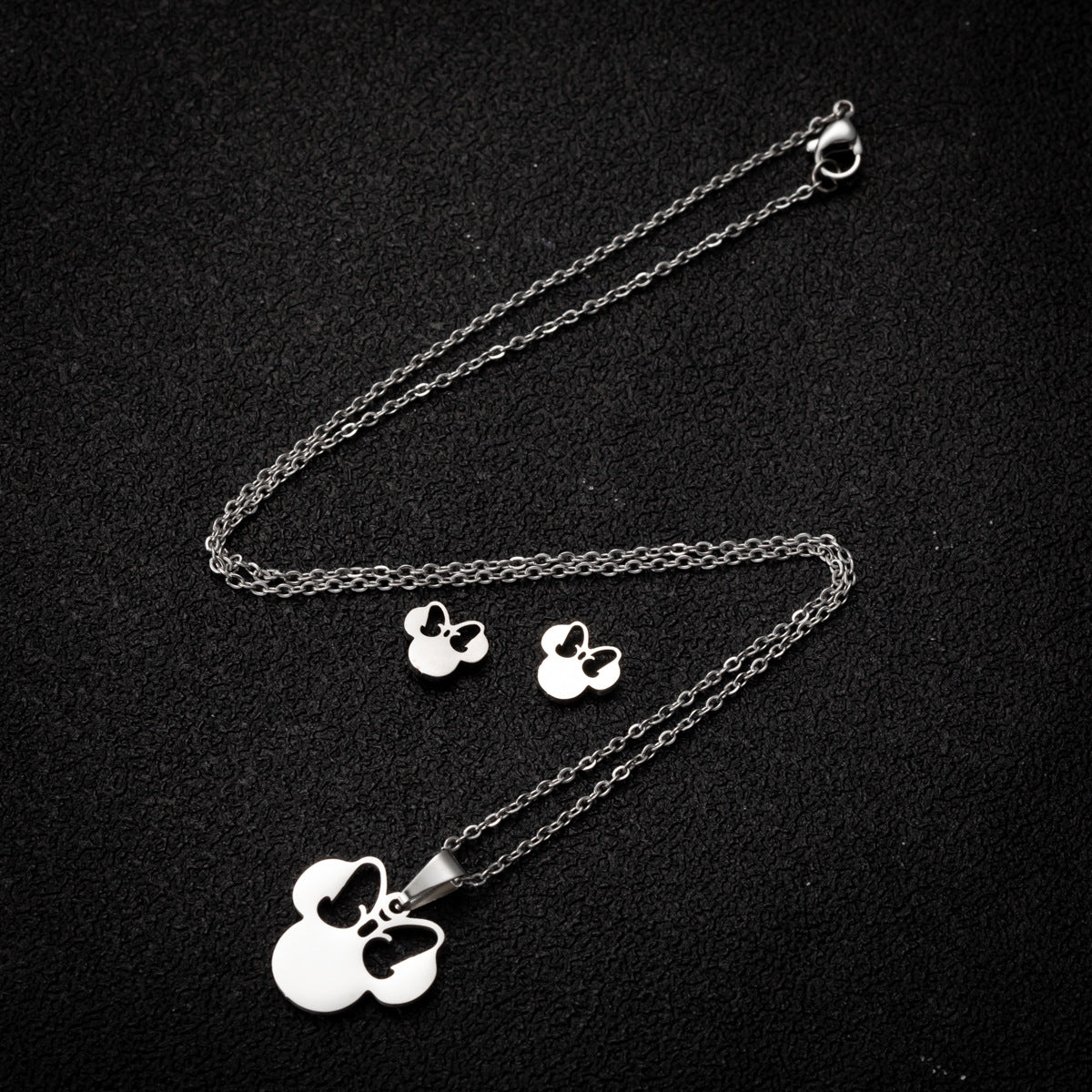 8AdhCuteSmallMickeyHeadStainlessSteelJewelrySetGoldSilverColorMinnieMouseStudEarringN