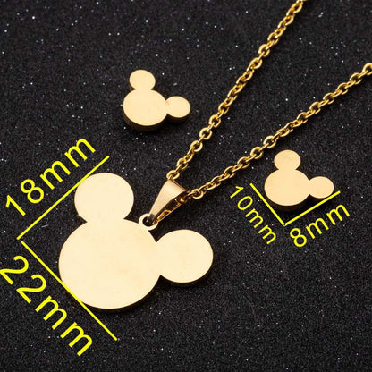 hEqWCuteSmallMickeyHeadStainlessSteelJewelrySetGoldSilverColorMinnieMouseStudEarringN