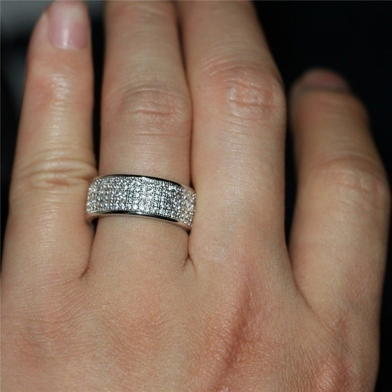 I10WShineSilverandGoldColorWomenRingRoundInlaidWhiteZirconRingforWomenMenEngagementj