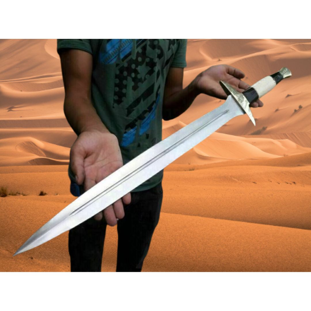 Handmade Sword | Camel Bone Handel Viking Sword | Survival Sword | Double Edge Sword | Replica Hunter New Sword Gift