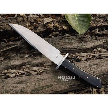 Handmade Bowie Knife | Fixed Blade Bowie | Buffalo Horn Full Tang Handle Knife | Hunter Knife Gift Unique Gift For