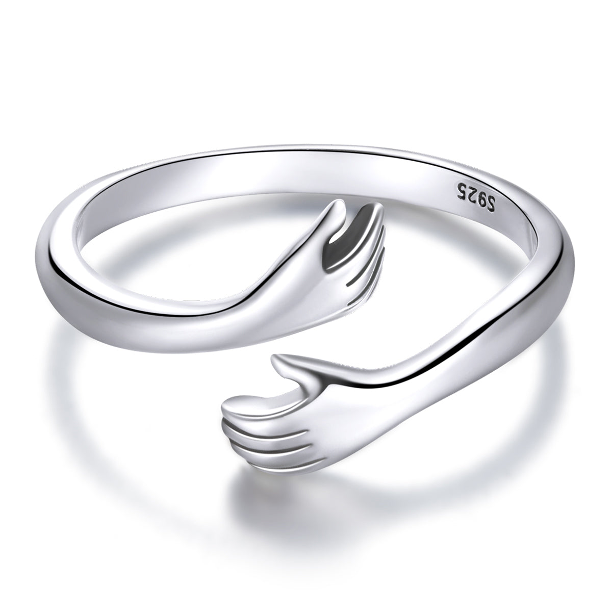 dGNHbamoer925SterlingSilverHugWarmthandLoveHandAdjustableRingforWomenPartyJewelryHis